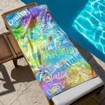 Personalized Art Tie-dye Graffiti Name Cloud Quick Dry Oversized Microfiber Beach Towel Holiday Travel Essential Birthday Gift for Family Friends