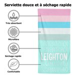 Serviette de Plage Rayée Personnalisée avec Nom Grande Taille Séchage Rapide Gadeau Vacances d'Été pour Femme