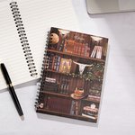 Personalized Bookshelf Design Spiral Reading Journal Notebook with Name World Book Day Birthday Gift for Reading Lover Bookworm