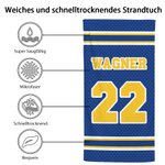 Personalisierte Multicolor Monogramm Streifen schnelltrocknen übergroß Strandtuch mit Namen Nummer Spieltag Geburtstag Geschenk für Sportliebhaber