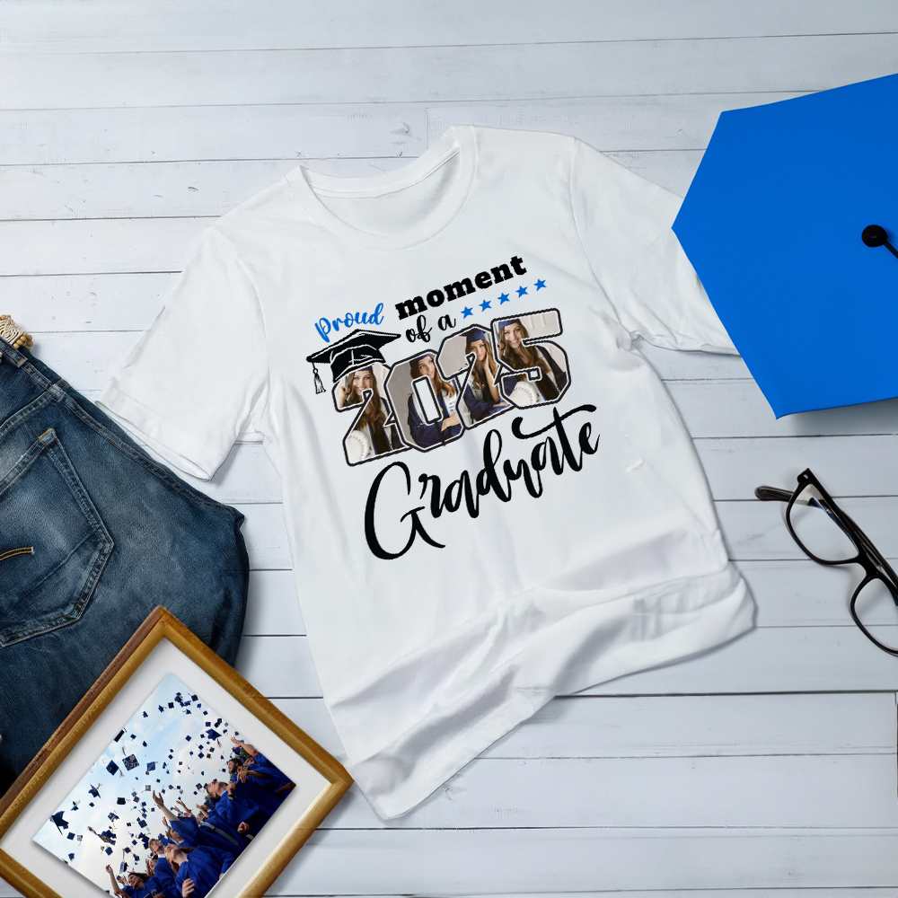 T-shirt enfant adulte 100% coton avec nom Cadeau de fin d'études pour 2025 Diplômés Famille