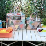 Personalised Old School Patchwork Insulated Lunch Bag with Engraved Name Portable Back to School Work Picnic Accessories Gift for Teachers Students