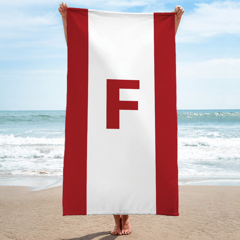 Serviette de Plage Rayée Personnalisée avec Initiale Super Absorbante Séchage Rapide Essentiel de Vayage Cadeau Anniversaire pour Famille