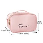Borsa da trucco personalizzata con nome in pelle multiscomparto con porta pennelli essenziale da viaggio regalo di compleanno per donne