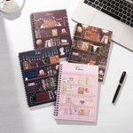Personalized Bookshelf Design Spiral Reading Journal Notebook with Name World Book Day Birthday Gift for Reading Lover Bookworm