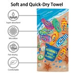 Personalized Grandma's Beach Buddies Slippers Super Absorbent Quick Dry Soft Beach Towel with Names Travel Essential Birthday Gift for Mom Grandma