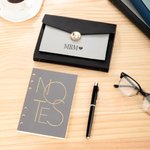 Personalized Monogram A6 A5 Leather Notebook Pen Set with Card Holder and Mobile Phone Storage Layer 90 Pages Birthday Business Gift for Employee