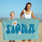 Personalized Super Absorbent Quick Dry Daisy Flower Beach Towel with Name Multicolor Available Vacation Party Gift for Her