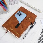 Personalized Gold Metallic Foil Name A5  Leather Notebook with Lined Pages and Clasp Daily Journal Graduation Birthday Gift for Family Friends