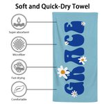 Personalized Super Absorbent Quick Dry Daisy Flower Beach Towel with Name Multicolor Available Vacation Party Gift for Her