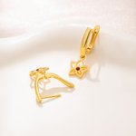 Personalized Minimalist Birth Flower Birthstone Earrings Mother's Day Birthday Anniversary Gift for Women