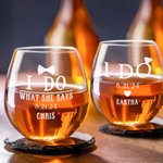 Copas de whisky personalizadas con nombre y fecha grabados Juego de 2 copas de regalo de aniversario de boda para pareja