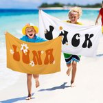 Personalized Super Absorbent Quick Dry Daisy Flower Beach Towel with Name Multicolor Available Vacation Party Gift for Her