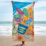 Personalized Grandma's Beach Buddies Slippers Super Absorbent Quick Dry Soft Beach Towel with Names Travel Essential Birthday Gift for Mom Grandma