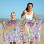 Personalisierte niedliche Meerjungfrau schnell trocken überdimensioniert Strandtuch mit Namen Urlaub Party Strand Party Zubehör Sommer Geschenk für Sie