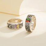 Anillo personalizado de plata esterlina de la clase de la escuela secundaria de la universidad Anillo de piedra de nacimiento Anillo estampado Regalos de aniversario de graduación para graduados Compa