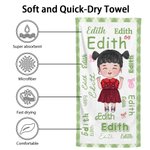 Personalized Cute Cartoon Word Cloud Patterned Quick Dry Oversized Microfiber Beach Towel Summer Travel Essentials Birthday Gift for Boys Girls