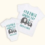 Elefante personalizzato Padre e Figlio Figlia Set di magliette Padre e bambino La nostra prima festa del papà per il papà Nuovo regalo papà