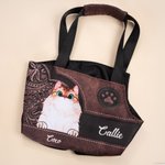Personalised Vintage Cartoon Pet Shoulder Carrying Tote with Name Bag Birthday Anniversary Gift for Cat Dog Lovers