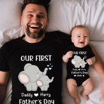 Personalized Elephant Parent Child Outfit Our First Father’s Day Together Shirt Father's Day Gift for Baby Father