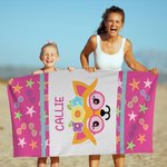 Gepersonaliseerd Fantasie Eenhoorn Ontwerp Oversized Sneldrogend Strandlaken met Naam Strand Zwembad Verjaardagscadeau voor Jongens Meisjes