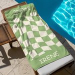Personalized Summer Flowers Coconut Plaid Quick Drying Beach Towel with Name Travel Essential Birthday Gift for Kids Family Friends