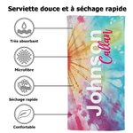 Serviette de Plage Personnalisée avec Prénom Nom de Famille Accessoire de Voyage à Séchage Rapide Cadeau Anniversaire Vacances d'Été pour Femme