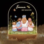 Personalized Best Mom Ever Watercolor Family Embrace LED Night Light with Wooden Base Home Decor Mother's Day Birthday Gift for Mom