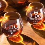 Copas de whisky personalizadas con nombre y fecha grabados Juego de 2 copas de regalo de aniversario de boda para pareja