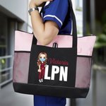 Bolsa de lona Oxford personalizada con caricatura de enfermera nombre y título regalo para cumpleaños o Semana de la Enfermería para personal médico