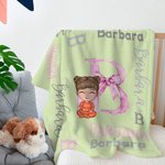 Gepersonaliseerde Cartoon karakter boog initiaal zachte deken met naam Baby Shower verjaardagscadeau voor baby jongens meisjes