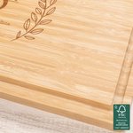 Personalized Engraved Leaf Wreath Name Initial FSC Bamboo Charcuterie Cutting Board with Juice Groove Housewarming Gift for Family Friends