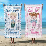 Asciugamano da spiaggia personalizzato con carino personaggio nuvola dei nomi ad asciugatura rapida viaggio regalo per bambini