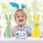 Personalized Colorful Easter Egg Treat Box Gift Bag with Handle and Name Easter Party Birthday Gift for Boys Girls