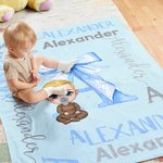 Gepersonaliseerde Cartoon karakter boog initiaal zachte deken met naam Baby Shower verjaardagscadeau voor baby jongens meisjes