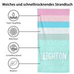 Personalisierte bunte überdimensionale schnell trocknende gestreifte Strandtuch mit Namen Summber Urlaub Essentials Geschenk für Frauen Männer