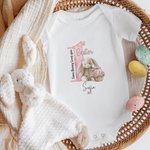 Personalised Some Bunny Loves You 1st Easter Soft Baby Bodysuit Receiving Blanket Swaddle Hat Set with Name Birthday Baby Shower Gift for Newborns