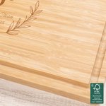 Personalized Engraved Minimalism Wreath Monogram FSC Bamboo Charcuterie Cutting Board with Juice Groove Housewarming Gift for Family