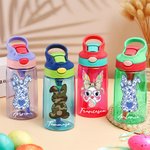 Borraccia da 475ml personalizzata con nome e design di fiocco carino coniglietto dotata di cannuccia regalo di Pasqua per bambini