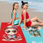 Personalized Multicolor Hawaiian Theme Cartoon Animal Quick Dry Microfiber Beach Towel with Name Summer Travel Essential Gift for Boys Girls
