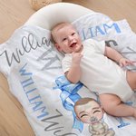 Gepersonaliseerde Cartoon karakter boog initiaal zachte deken met naam Baby Shower verjaardagscadeau voor baby jongens meisjes