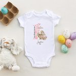 Personalised Some Bunny Loves You 1st Easter Soft Baby Bodysuit Receiving Blanket Swaddle Hat Set with Name Birthday Baby Shower Gift for Newborns