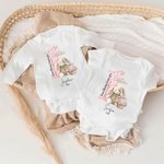 Personalised Some Bunny Loves You 1st Easter Soft Baby Bodysuit Receiving Blanket Swaddle Hat Set with Name Birthday Baby Shower Gift for Newborns