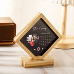 Cadre Photo Minimaliste en Bois Personnalisé avec Nom Photo et Texte Accessoire avec Socle Magnétique Cadeau Anniversaire pour Couple Famille