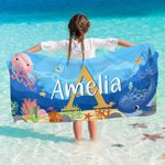 Personalised Ocean Jellyfish Whale Quick Dry Microfiber Beach Towel with Name Summer Travel Essential Gift for Boys Girls Theme