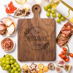 Personalized The Family Wreath Initial Reversible Cheese Charcuterie Cutting Board with Name and Date Wedding Housewarming Gift for Family Friends