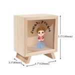 Personalized Mini Boss Cartoon Kid Wooden Clear Money Box Piggy Bank with Name Desk Decor Birthday Gift for Boys Girls
