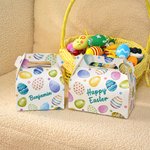 Personalized Colorful Easter Egg Treat Box Gift Bag with Handle and Name Easter Party Birthday Gift for Boys Girls