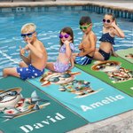Personalized Multicolor Hawaiian Theme Cartoon Animal Quick Dry Microfiber Beach Towel with Name Summer Travel Essential Gift for Boys Girls