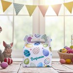 Personalized Colorful Easter Egg Treat Box Gift Bag with Handle and Name Easter Party Birthday Gift for Boys Girls